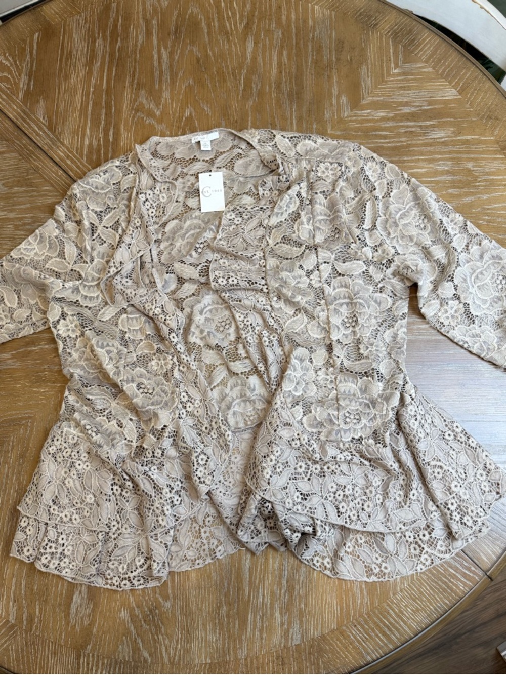 Beige Floral Lace cover up